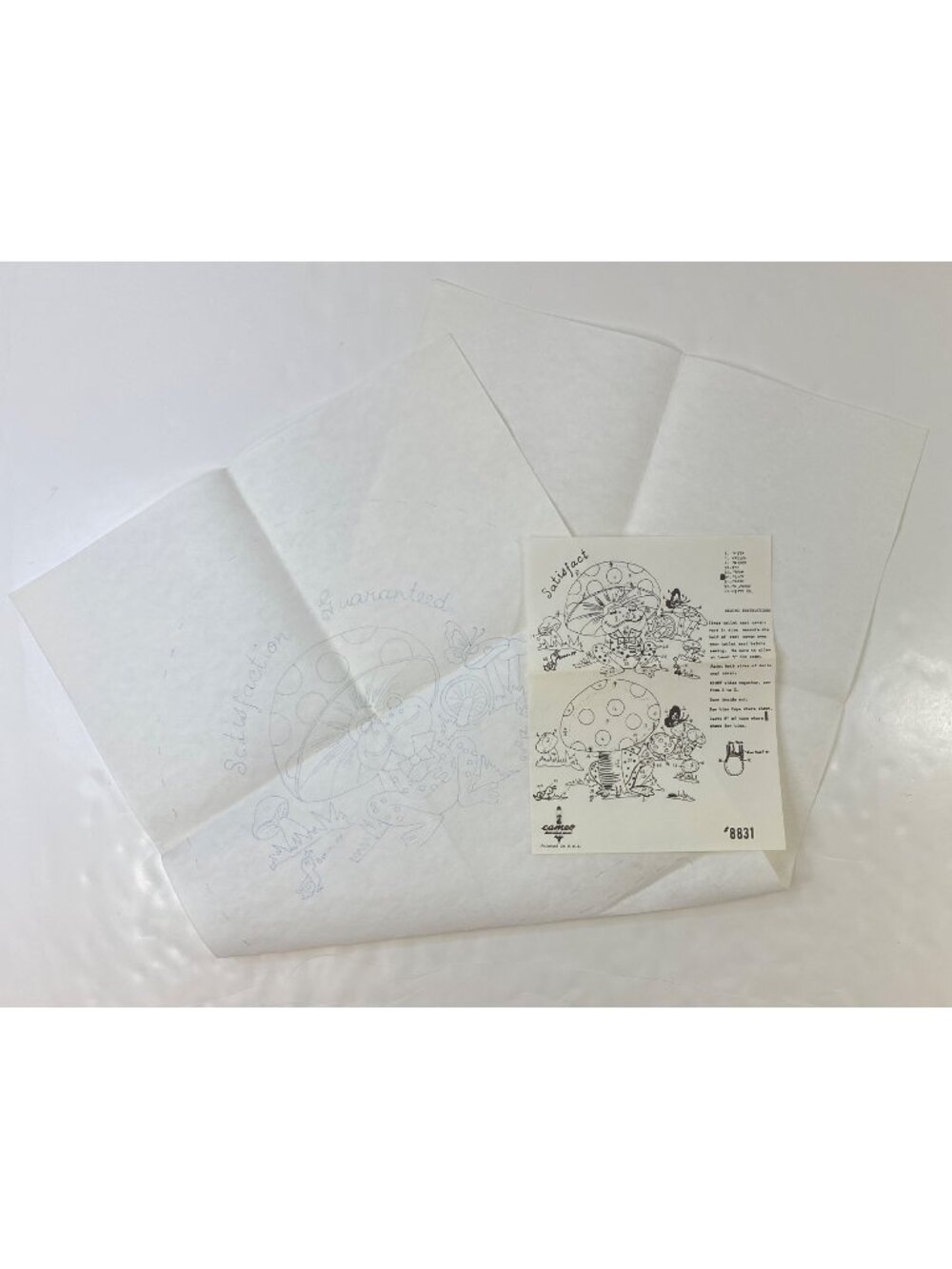 Cameo Frog Mushroom Design Tri-Chem Paint Pellon Stamped Embroidery Pattern 8831